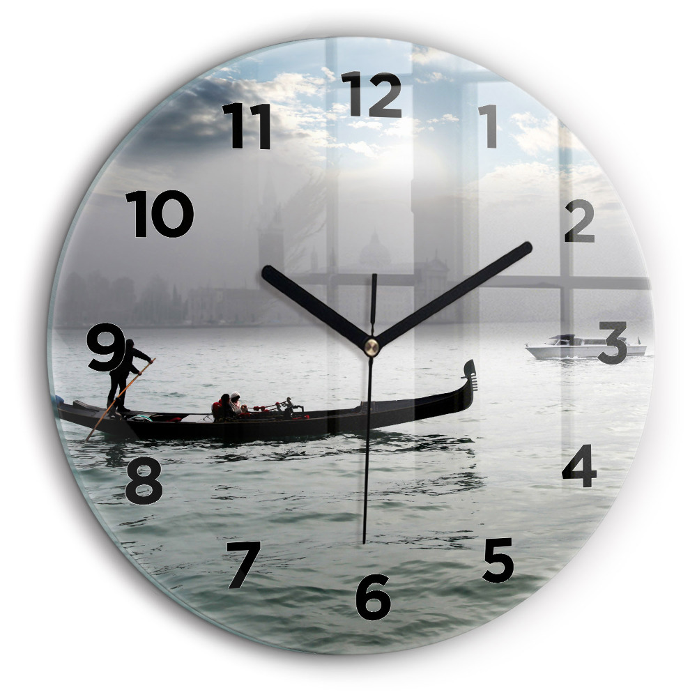 Gondola in Venetia Ceas perete din sticlă rotund
