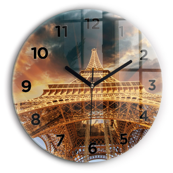 turnul Eiffel Ceas rotund de perete din sticlă