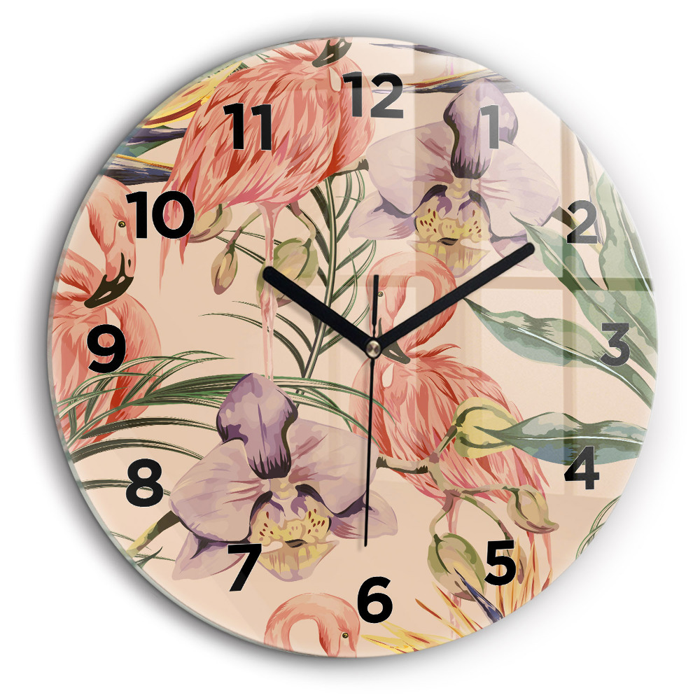 Frunze de palmier tropical Ceas rotund de perete din sticlă