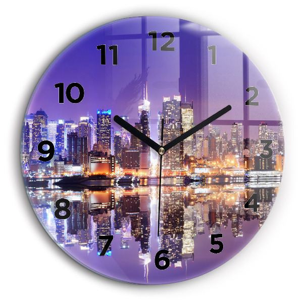 Orașul New York noaptea Ceas din sticlă rotund