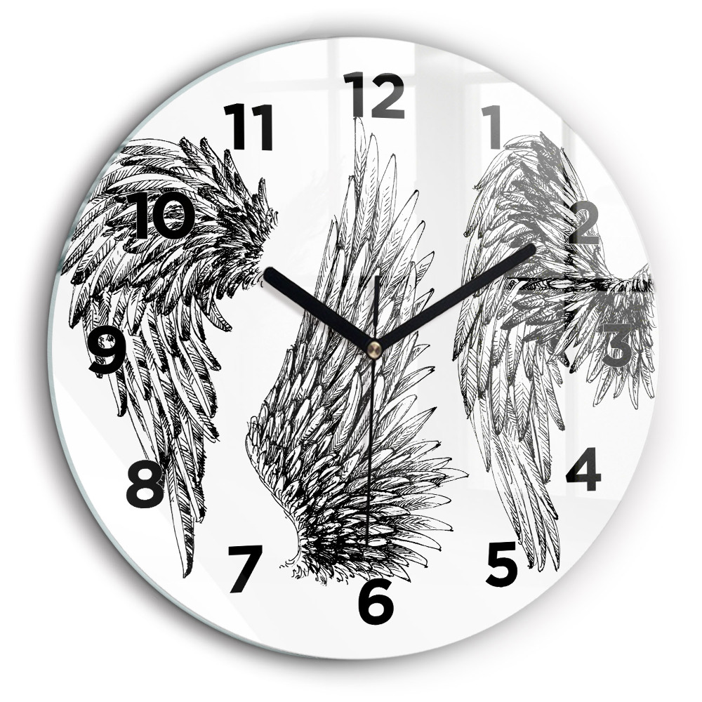 Aripi de înger Ceas perete din sticlă rotund