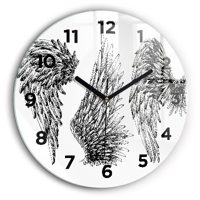 Aripi de înger Ceas perete din sticlă rotund