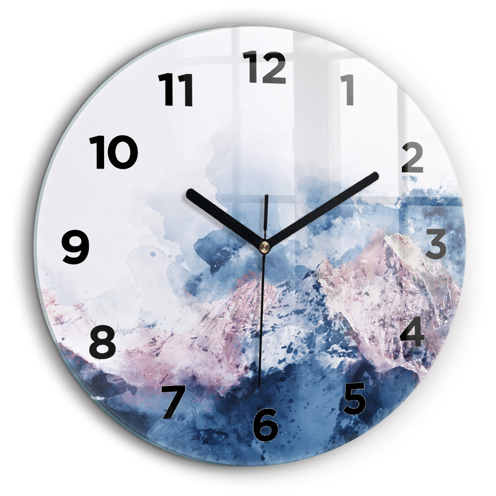 Lanțuri muntoase abstracte Ceas perete din sticlă rotund