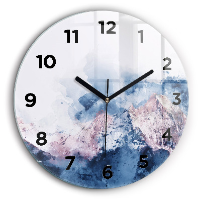 Lanțuri muntoase abstracte Ceas perete din sticlă rotund