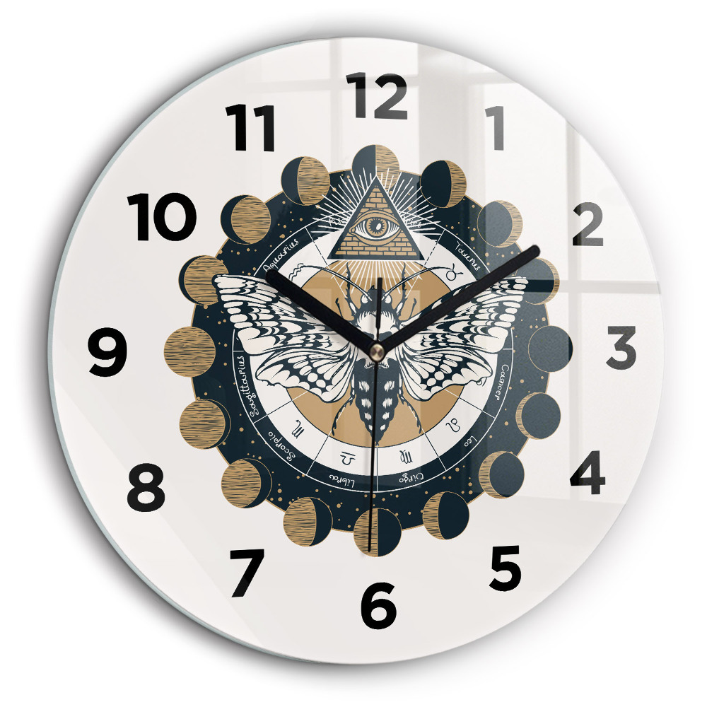 Fazele lunii și ochiul Ceas din sticlă rotund