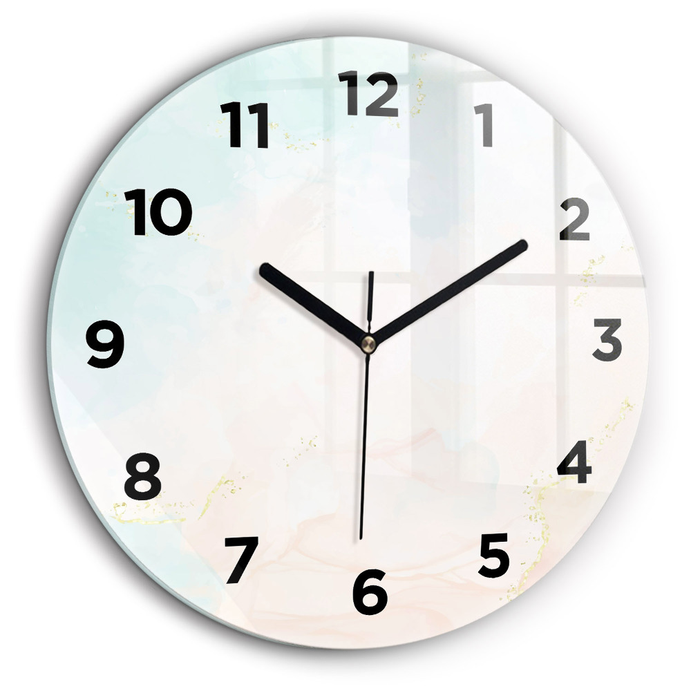 Marmură acuarelă Ceas din sticlă rotund