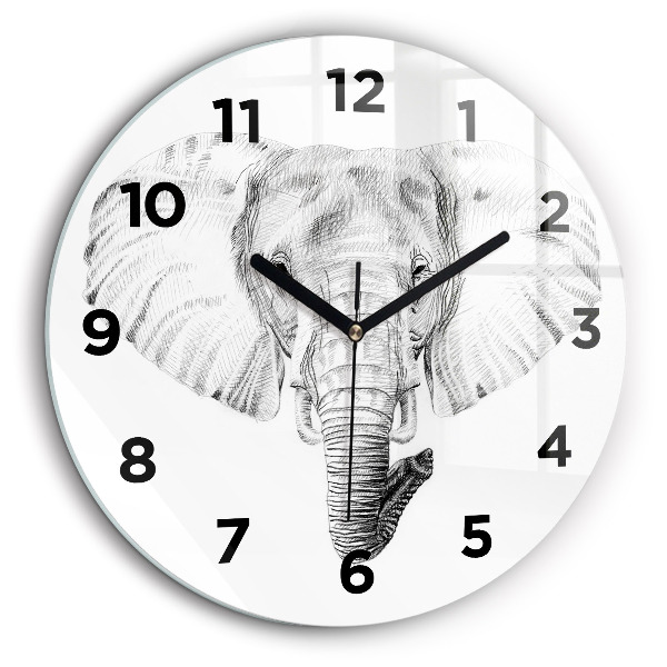 Cap de elefant grafic Ceas din sticlă rotund