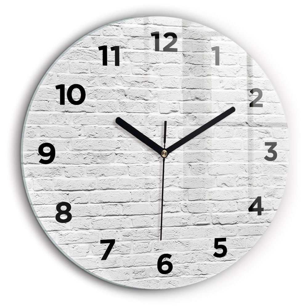 Un zid de cărămizi ușoare Ceas de sticlă pe perete rotund
