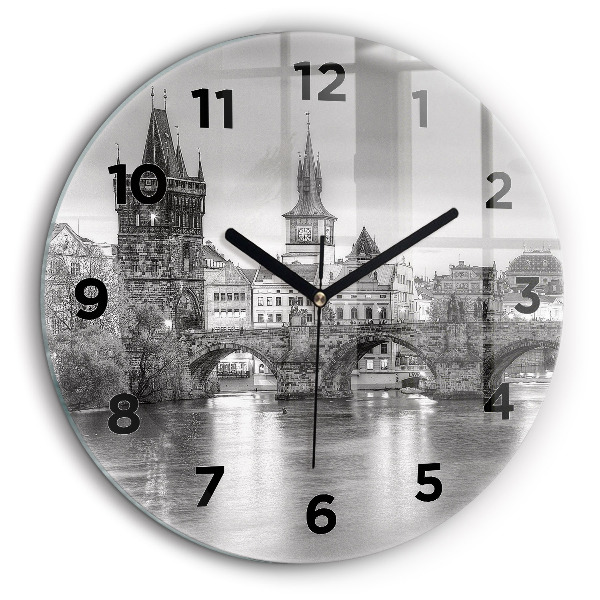 Podul Carol din Praga Ceas rotund de perete din sticlă