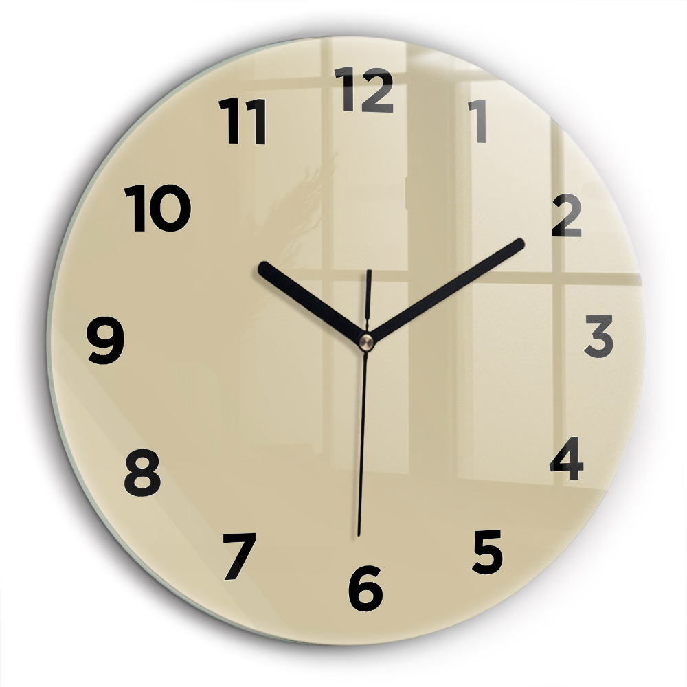 Bej Ceas de sticlă pe perete rotund