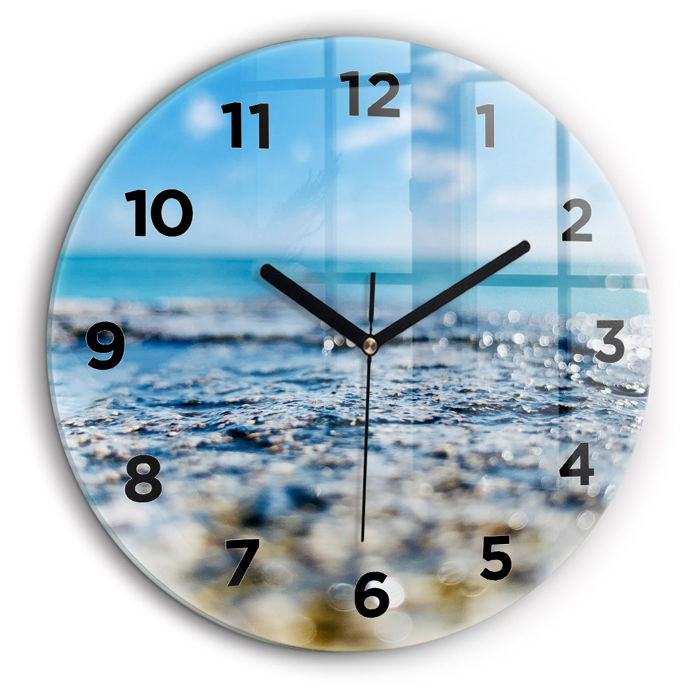 Fotografie cu apă Ceas perete din sticlă rotund
