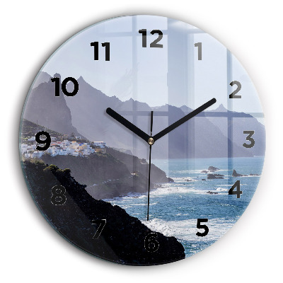 Munți lângă ocean Ceas din sticlă rotund