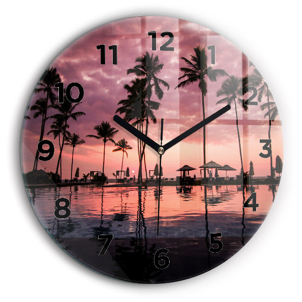 Palmieri din Hawaii Ceas rotund de perete din sticlă