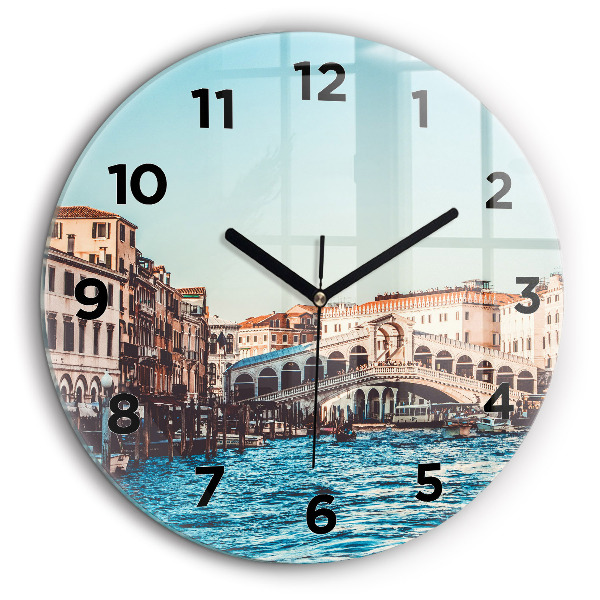 Podul Rialto din Veneția Ceas rotund de perete din sticlă