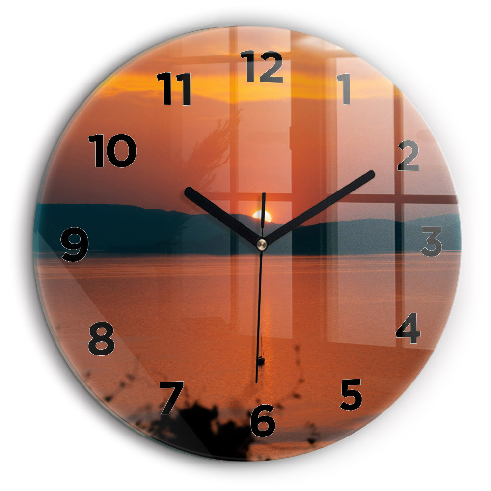 Lacul Balaton seara Ceas perete din sticlă rotund