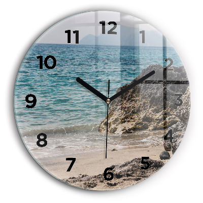 Vedere la Marea Mediterană Ceas de sticlă pe perete rotund
