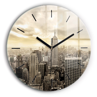 Ceas perete din sticlă rotund Zgârie-nori din New York