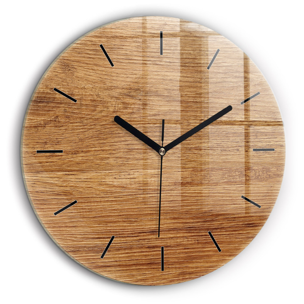 Ceas perete din sticlă rotund Lemn usor