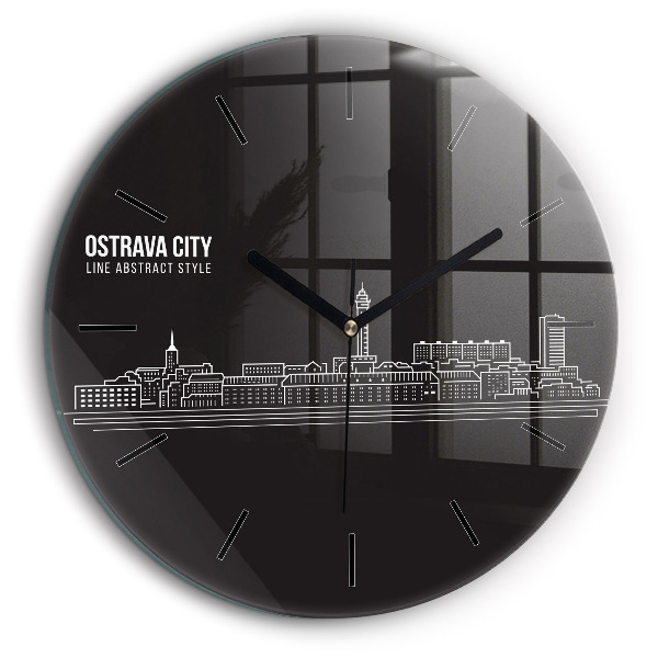 Ceas din sticlă rotund Desen orașul Ostrava