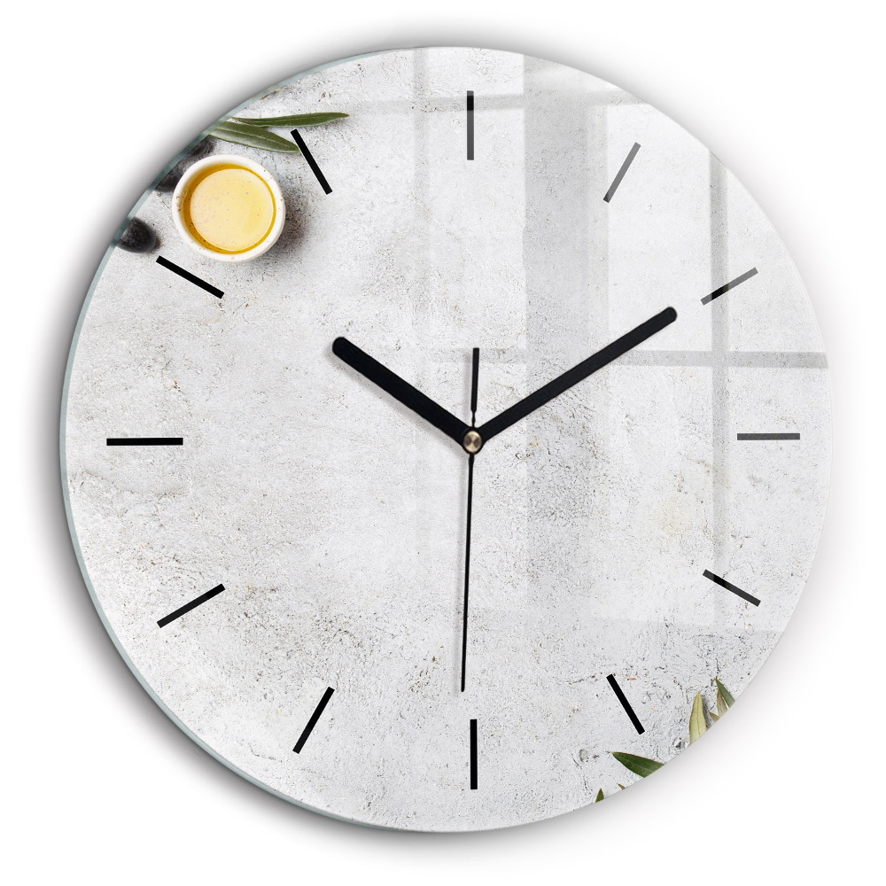 Ceas perete din sticlă rotund Măsline minimaliste