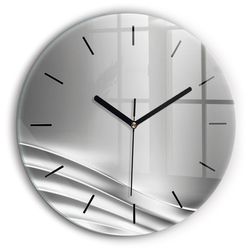 Ceas de sticlă pe perete rotund Abstracția argintului
