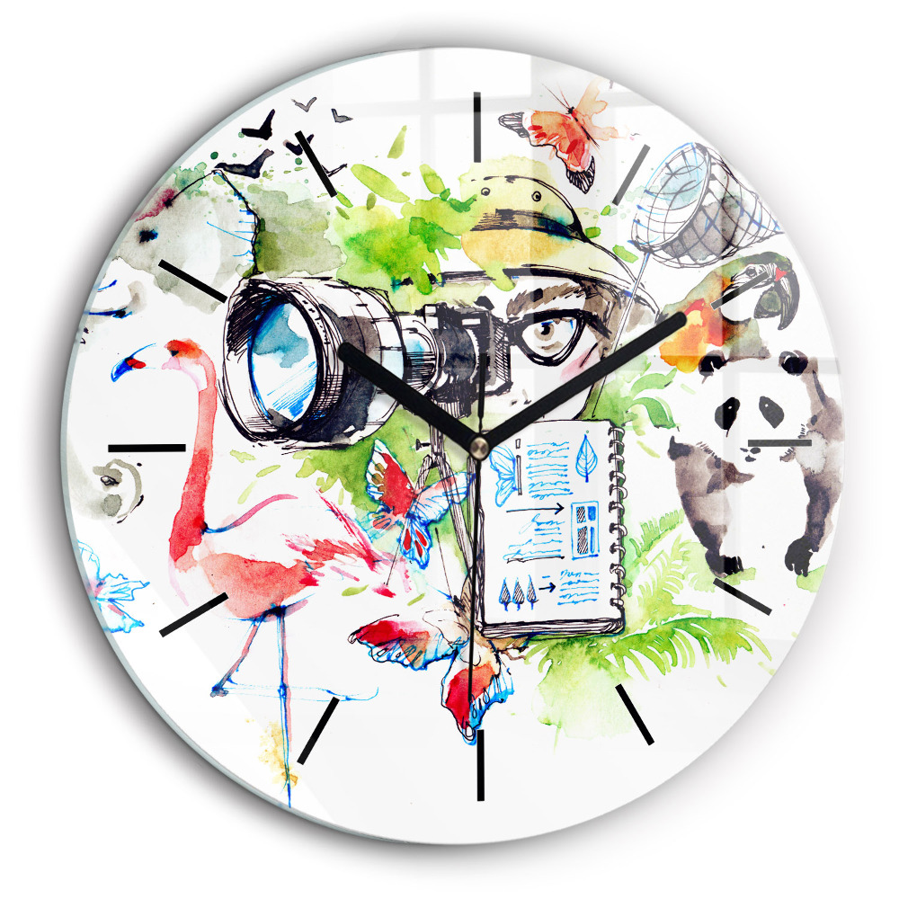 Ceas rotund de perete din sticlă Zoolog