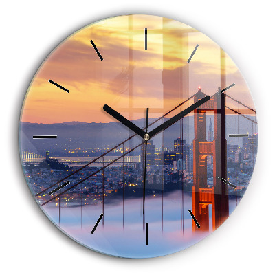 Ceas perete din sticlă rotund Pod din San Francisco