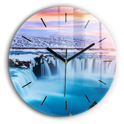 Ceas din sticlă rotund Cascada Godafoss Islanda