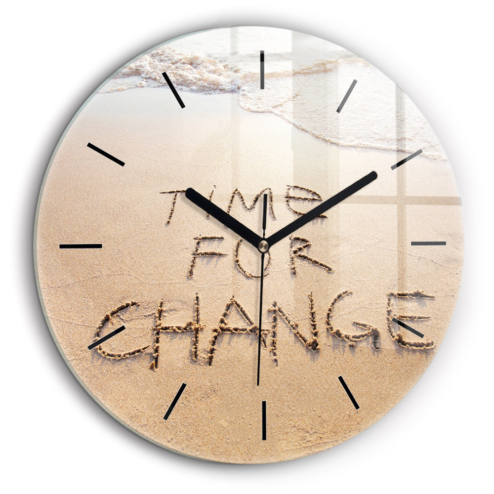 Ceas rotund de perete din sticlă Citat de plajă