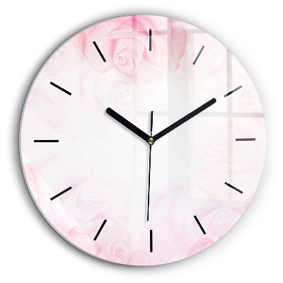 Ceas perete din sticlă rotund Trandafiri abstracti