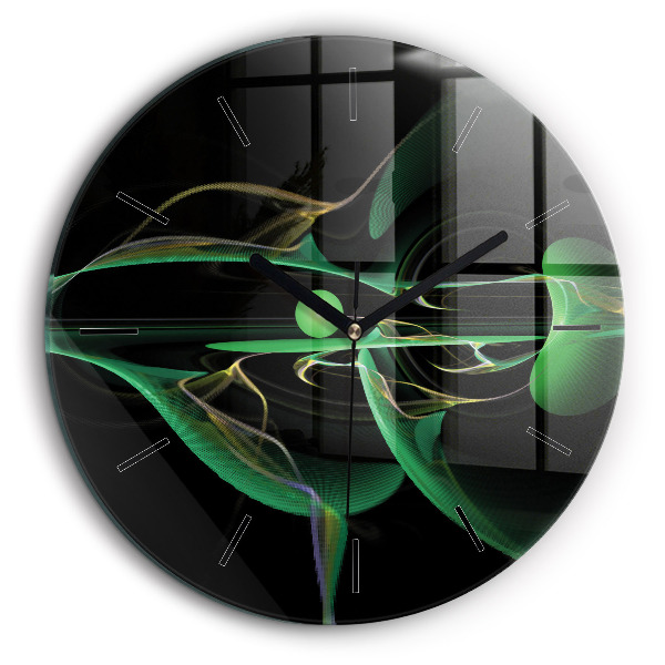 Ceas din sticlă rotund Abstracția verde