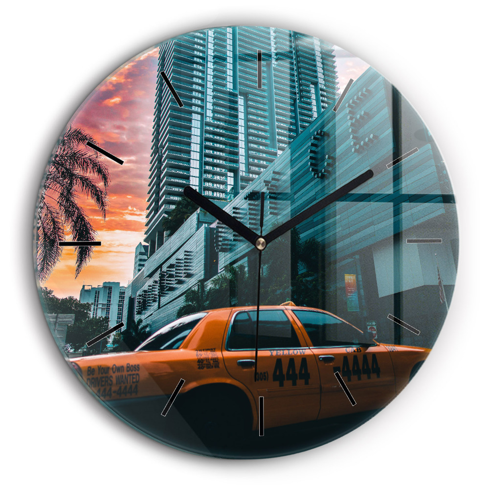 Ceas rotund de perete din sticlă Miami, Florida