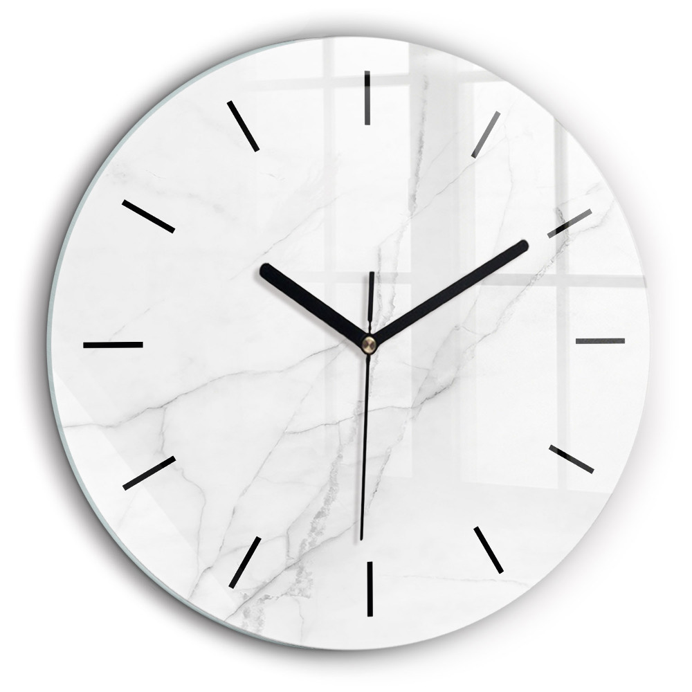 Ceas de sticlă pe perete rotund Marmură decorativă