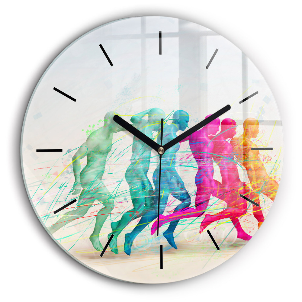 Ceas perete din sticlă rotund Oameni colorați