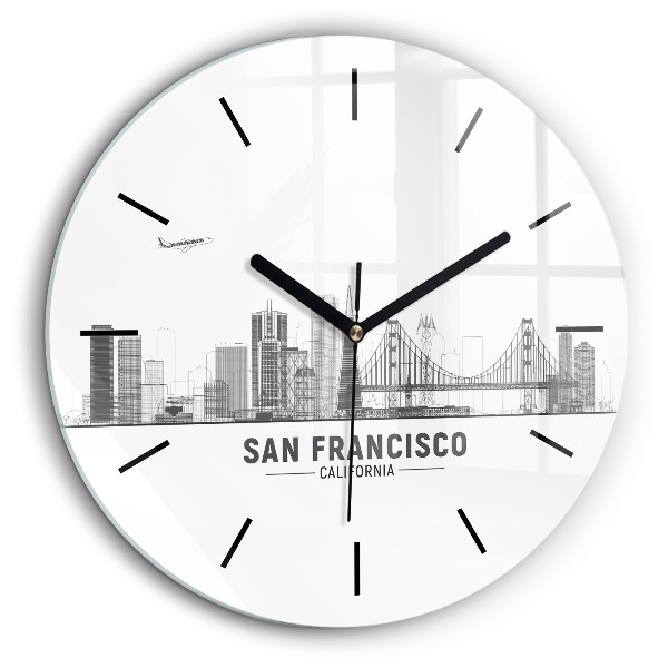 Ceas din sticlă rotund Panorama San Francisco