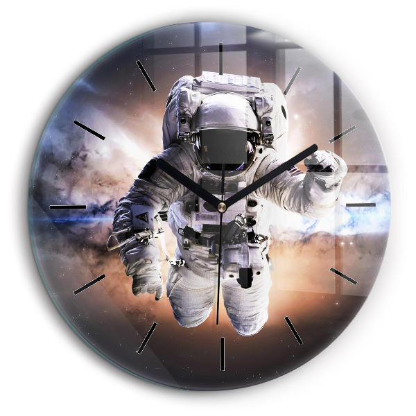 Ceas perete din sticlă rotund Astronaut în spațiu