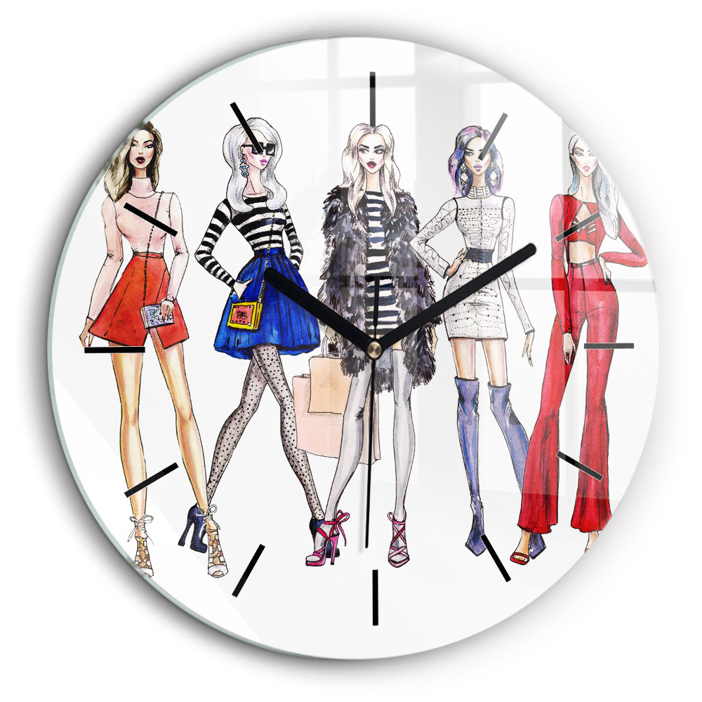 Ceas perete din sticlă rotund Fete la modă