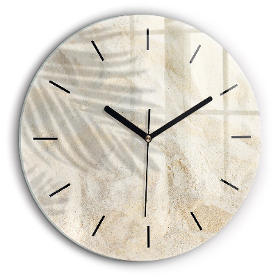 Ceas de sticlă pe perete rotund Umbra unui palmier în nisip