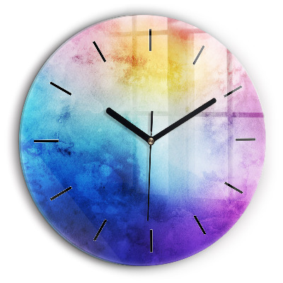 Ceas perete din sticlă rotund Pete colorate