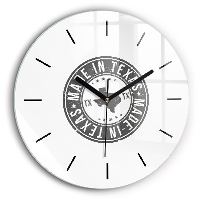 Ceas perete din sticlă rotund ștampila Texas