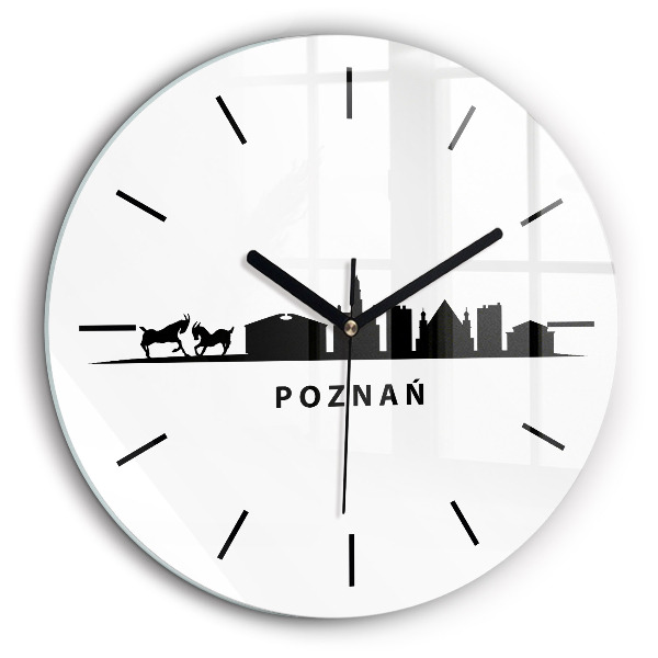 Ceas din sticlă rotund Grafică panoramică Poznań