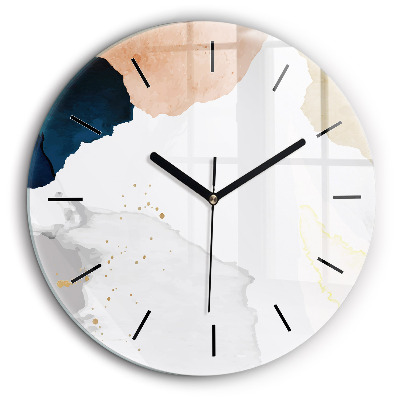 Ceas perete din sticlă rotund Pete de abstracție