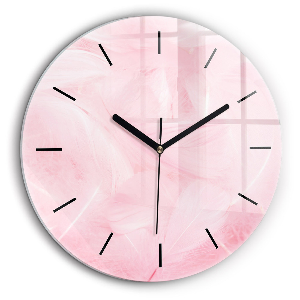 Ceas rotund de perete din sticlă Pene – abstracție