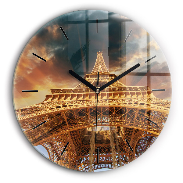 Ceas rotund de perete din sticlă turnul Eiffel