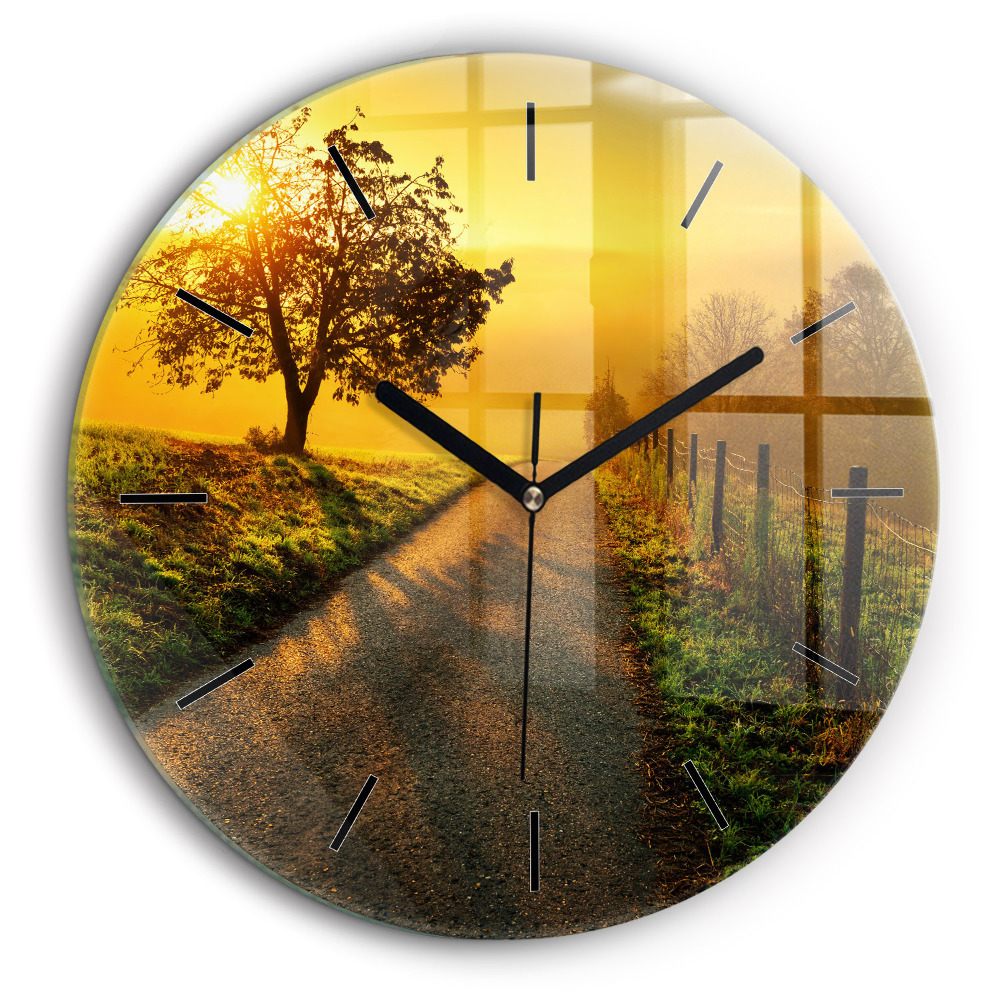 Ceas de sticlă pe perete rotund Ceață la răsărit