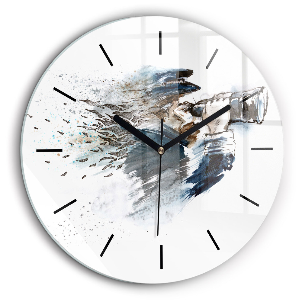 Ceas de sticlă pe perete rotund Căpitan cu binoclu