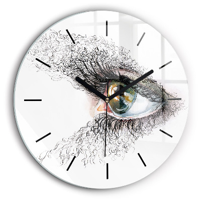 Ceas perete din sticlă rotund Desen al unui ochi uman