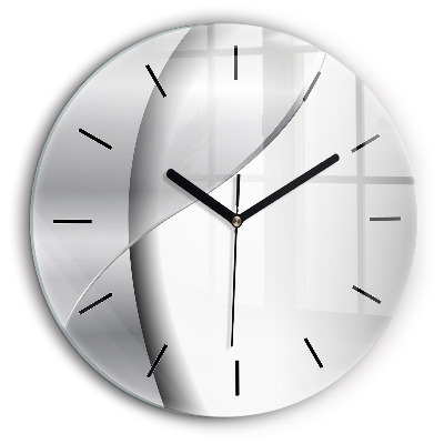 Ceas de sticlă pe perete rotund Abstracția argintului