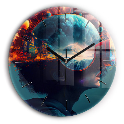 Ceas de sticlă pe perete rotund Lumea futuristă