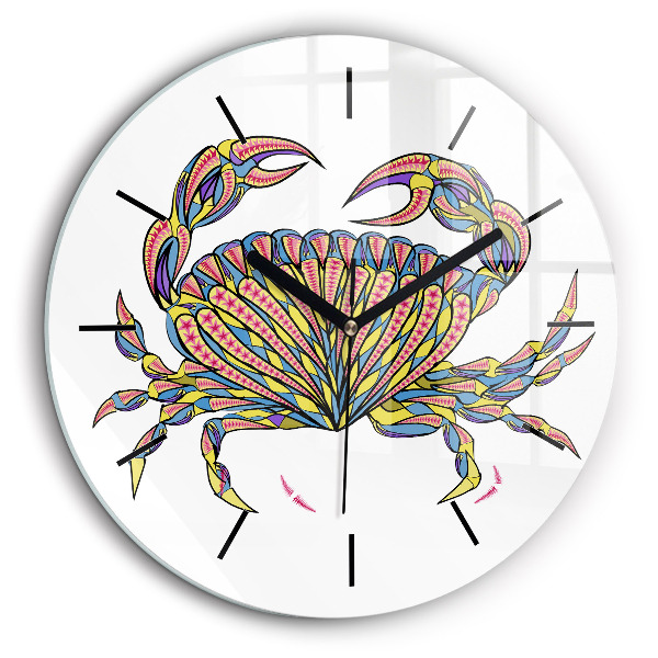 Ceas de sticlă pe perete rotund Crab etnic
